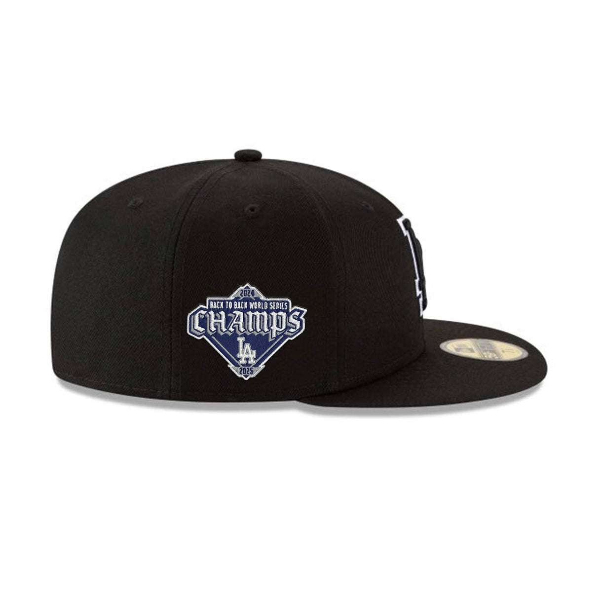 Los Angeles Dodgers Black & White Back - to - Back Champions Patch White Outline 59FIFTY - New Era -