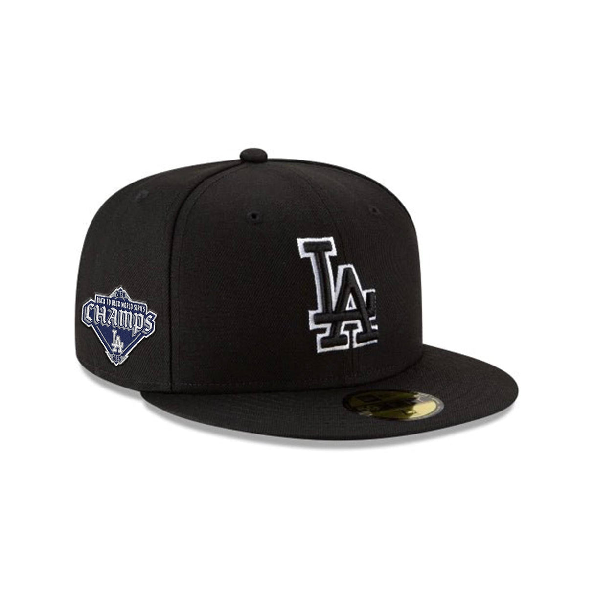 Los Angeles Dodgers Black & White Back - to - Back Champions Patch White Outline 59FIFTY - New Era -