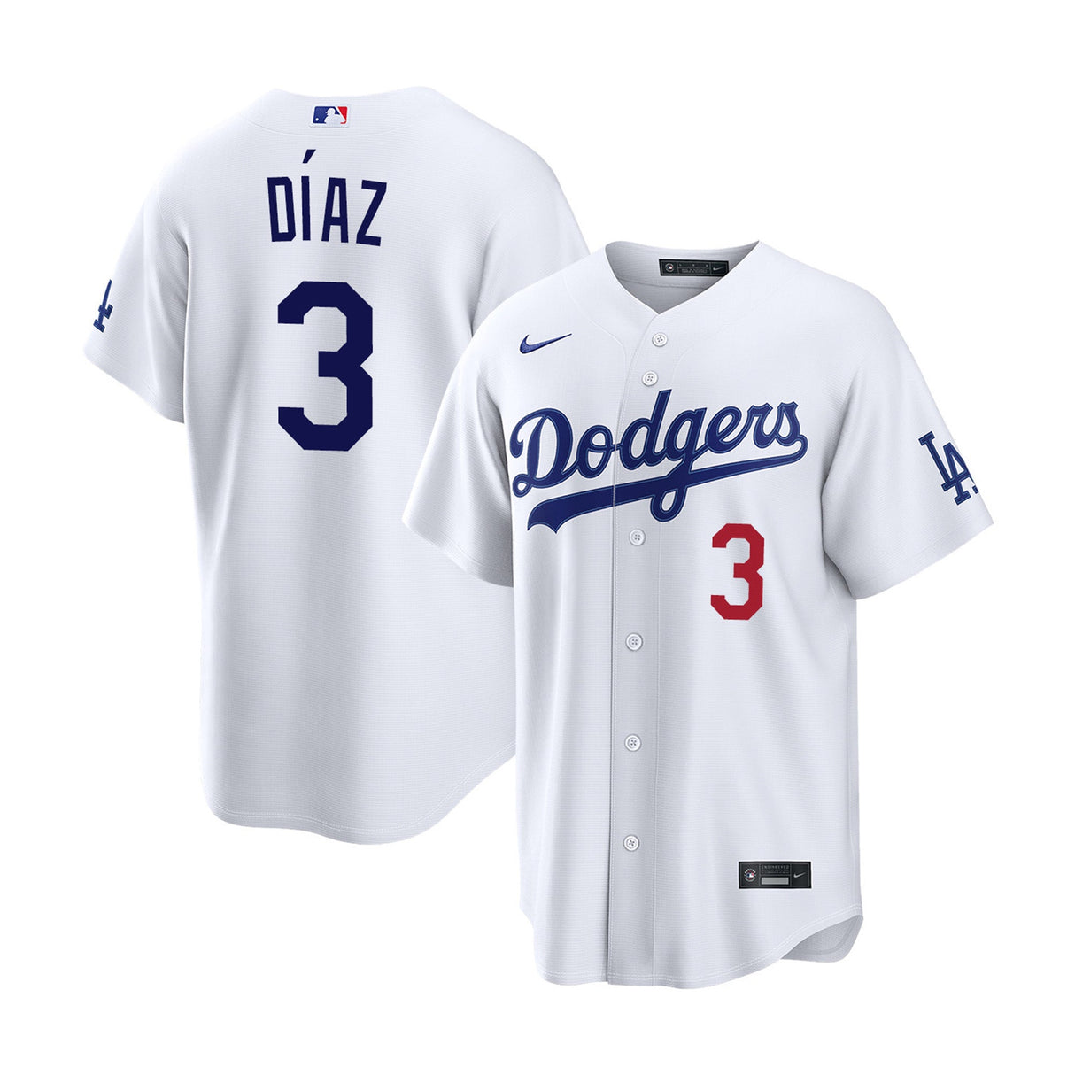 Los Angeles Dodgers Diaz 3 White Home Stadium Jersey - Nike - 235905411309