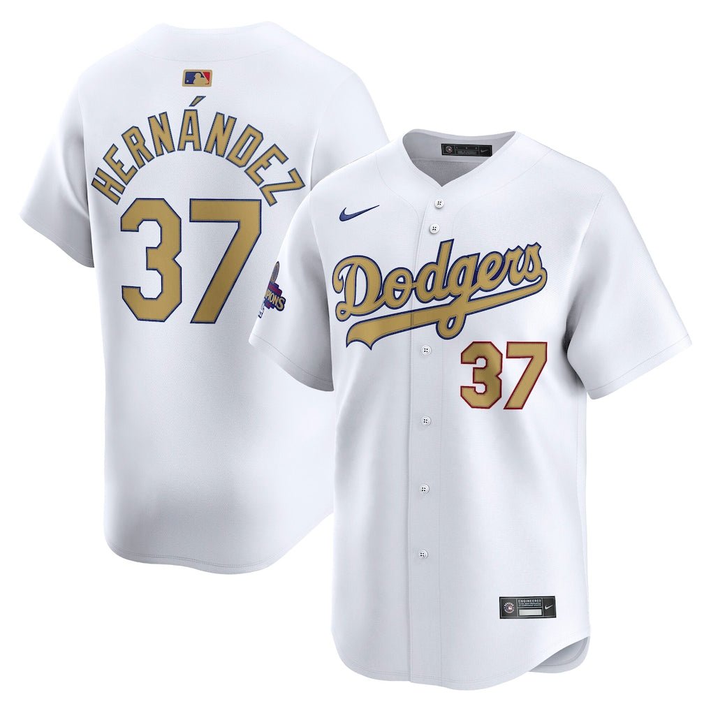 Los Angeles Dodgers Teoscar Hernandez Nike White 2025 Gold Collection Limited Jersey - Nike -
