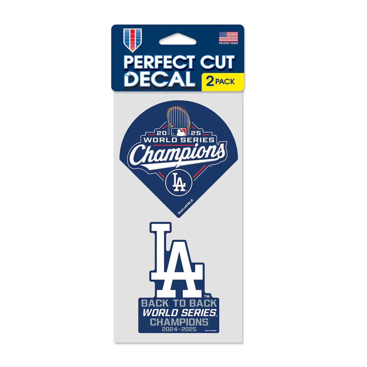 Los Angeles Dodgers World Series Champions 4" x 8" Perfect Cut Decal 2 - Pack - Wincraft -