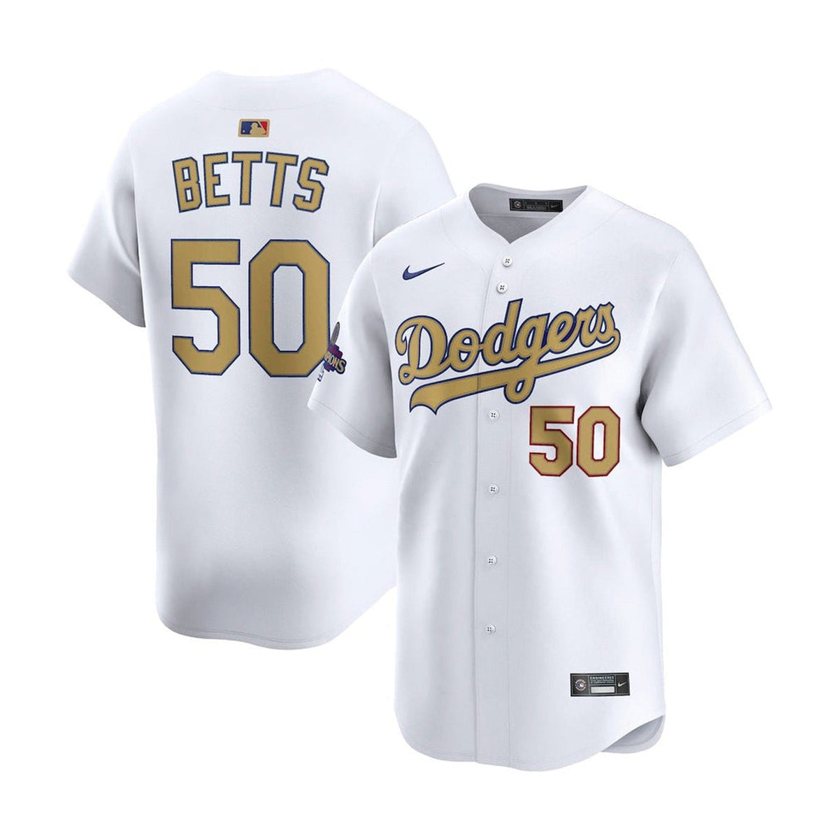 Los Angeles Dodgers Youth Mookie Betts 2024 World Series Champs White Limited Jersey - Nike - 31210541102