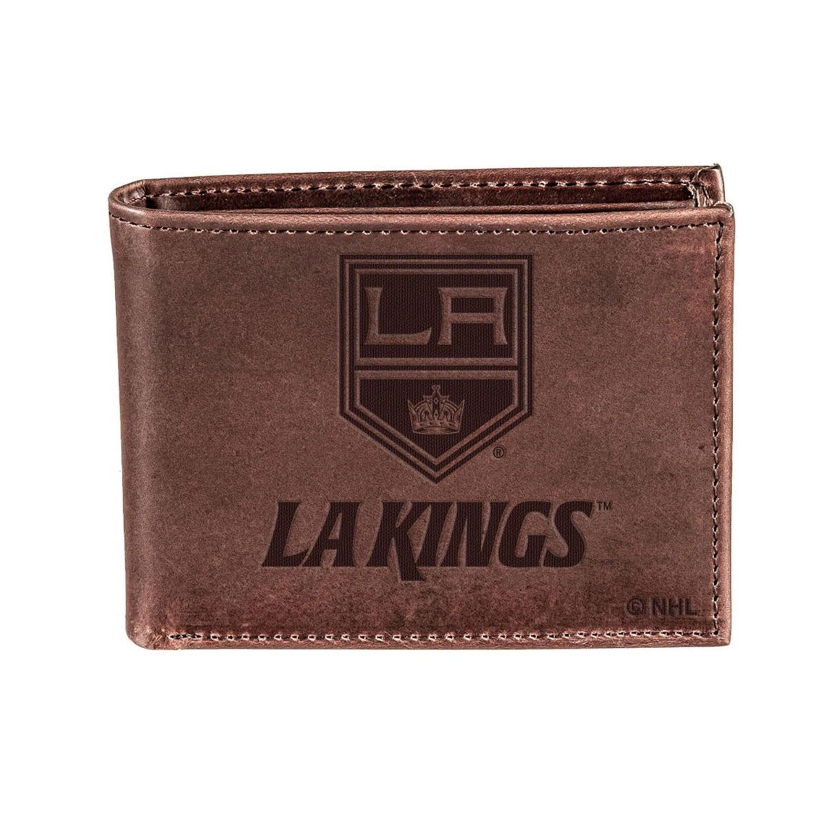 Los Angeles Kings, Bi - Fold Wallet, Brown, CH, 100% Genuine Leather - EG Collective - 801946051411