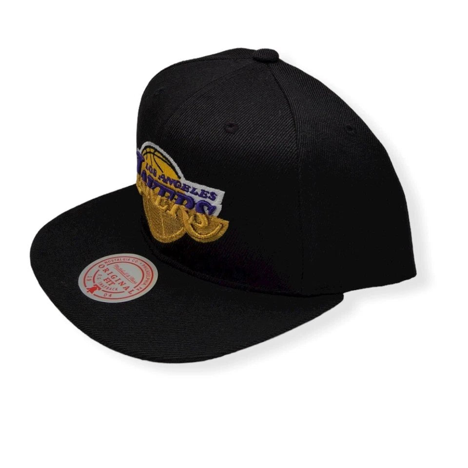 Los Angeles Lakers Black Hardwood Classics Champs Snapback Hat - Mitchell & Ness -