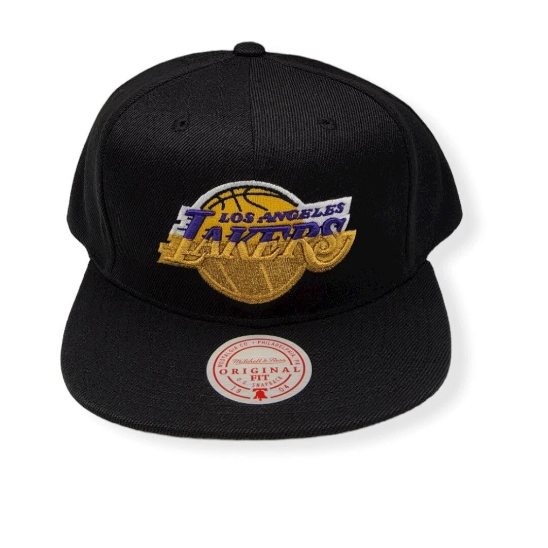 Los Angeles Lakers Black Hardwood Classics Champs Snapback Hat - Mitchell & Ness -