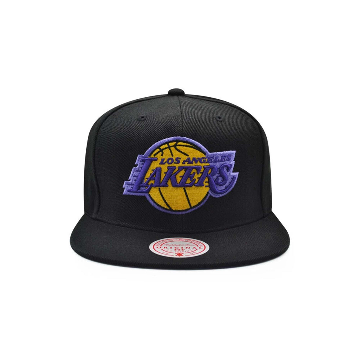 Los Angeles Lakers Black Hardwood Classics Purple Logo Snapback Hat - Mitchell & Ness -