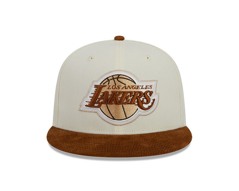 Los Angeles Lakers Cream/Brown Corduroy Visor 59FIFTY Fitted Hat - New Era -
