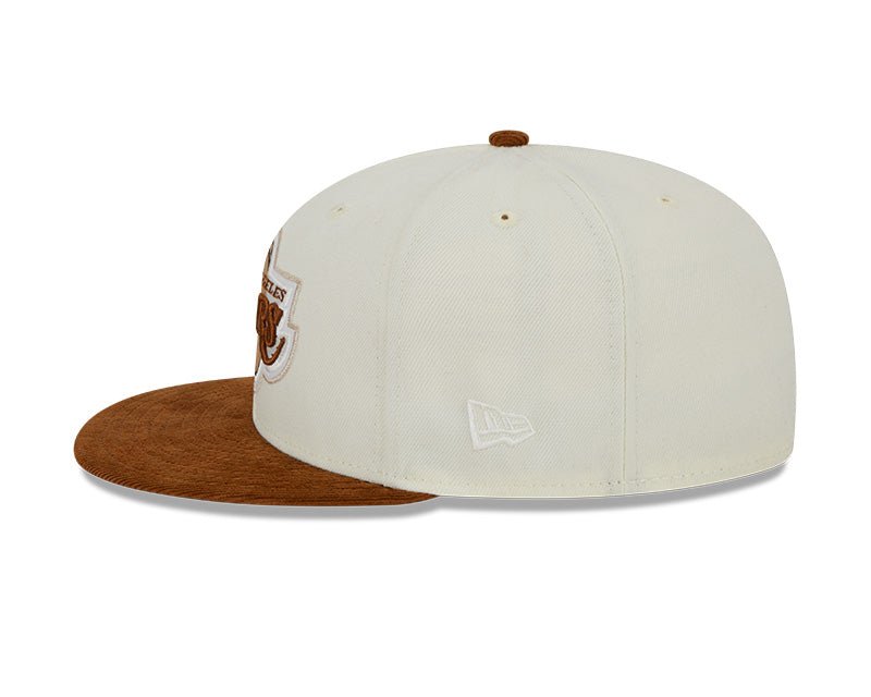 Los Angeles Lakers Cream/Brown Corduroy Visor 59FIFTY Fitted Hat - New Era -