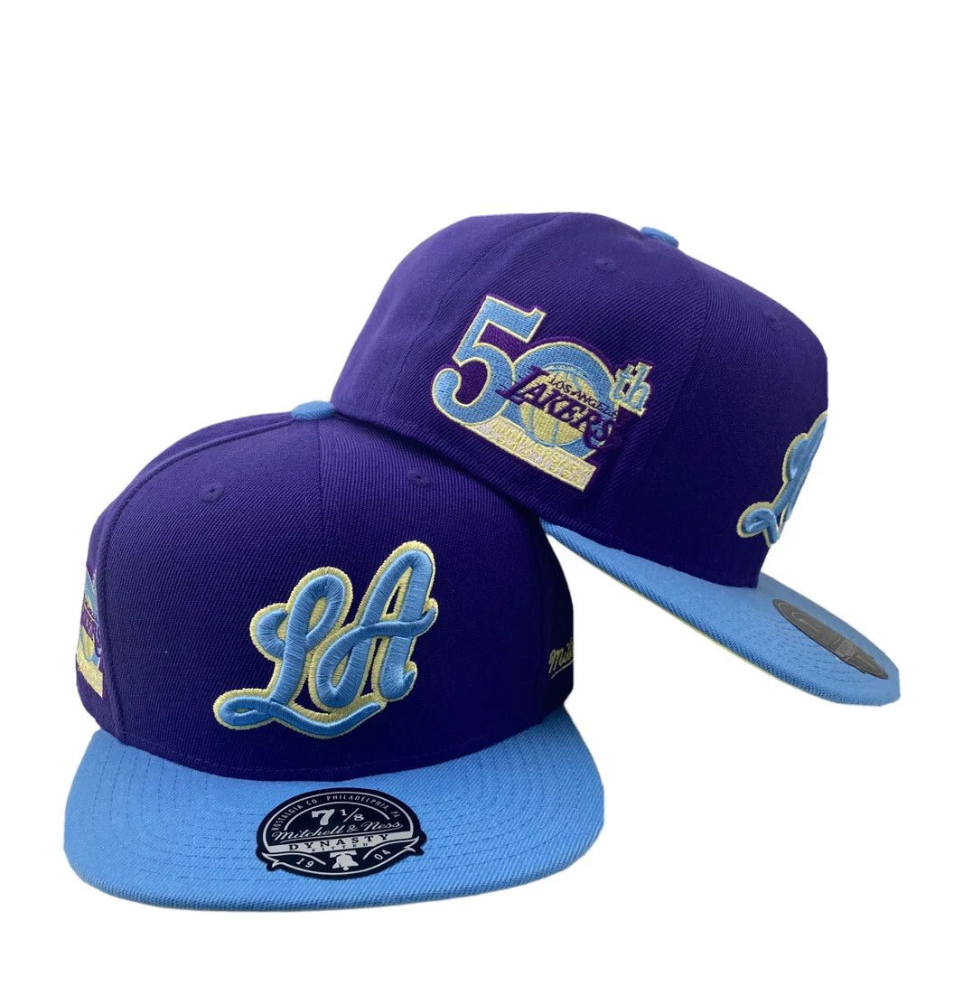 Los Angeles Lakers Purple & Light Blue 50th Anniversary Fitted Hat - New Era -