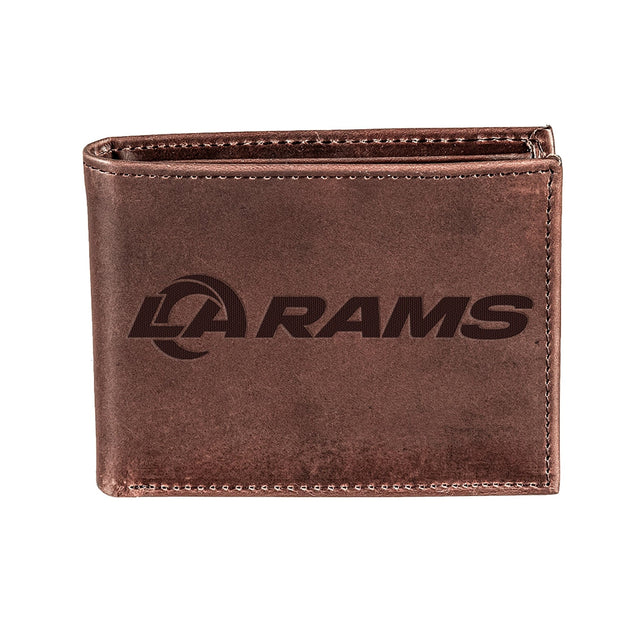 Los Angeles Rams, Bi - Fold Wallet, Brown, CH, 100% Genuine Leather - EG Collective - 808412080166