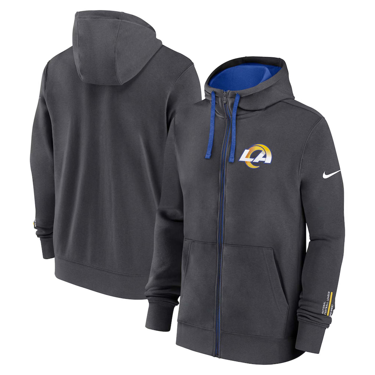 Los Angeles Rams Nike Anthracite Primetime Club Full - Zip Hoodie - Nike -