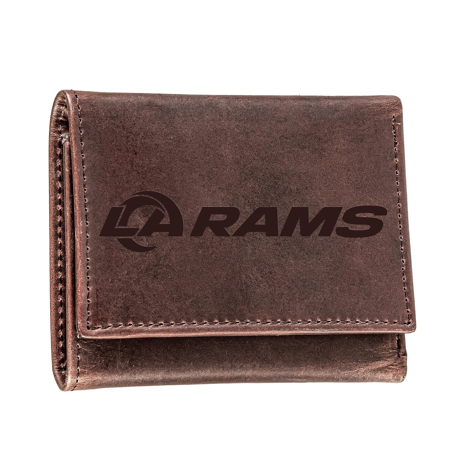 Los Angeles Rams, Tri - Fold Wallet, Brown, CH, 100% Genuine Leather - EG Collective - 801946048404