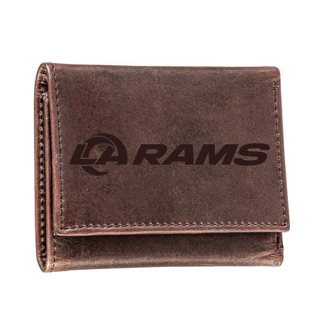 Los Angeles Rams, Tri - Fold Wallet, Brown, CH, 100% Genuine Leather - EG Collective - 801946048404