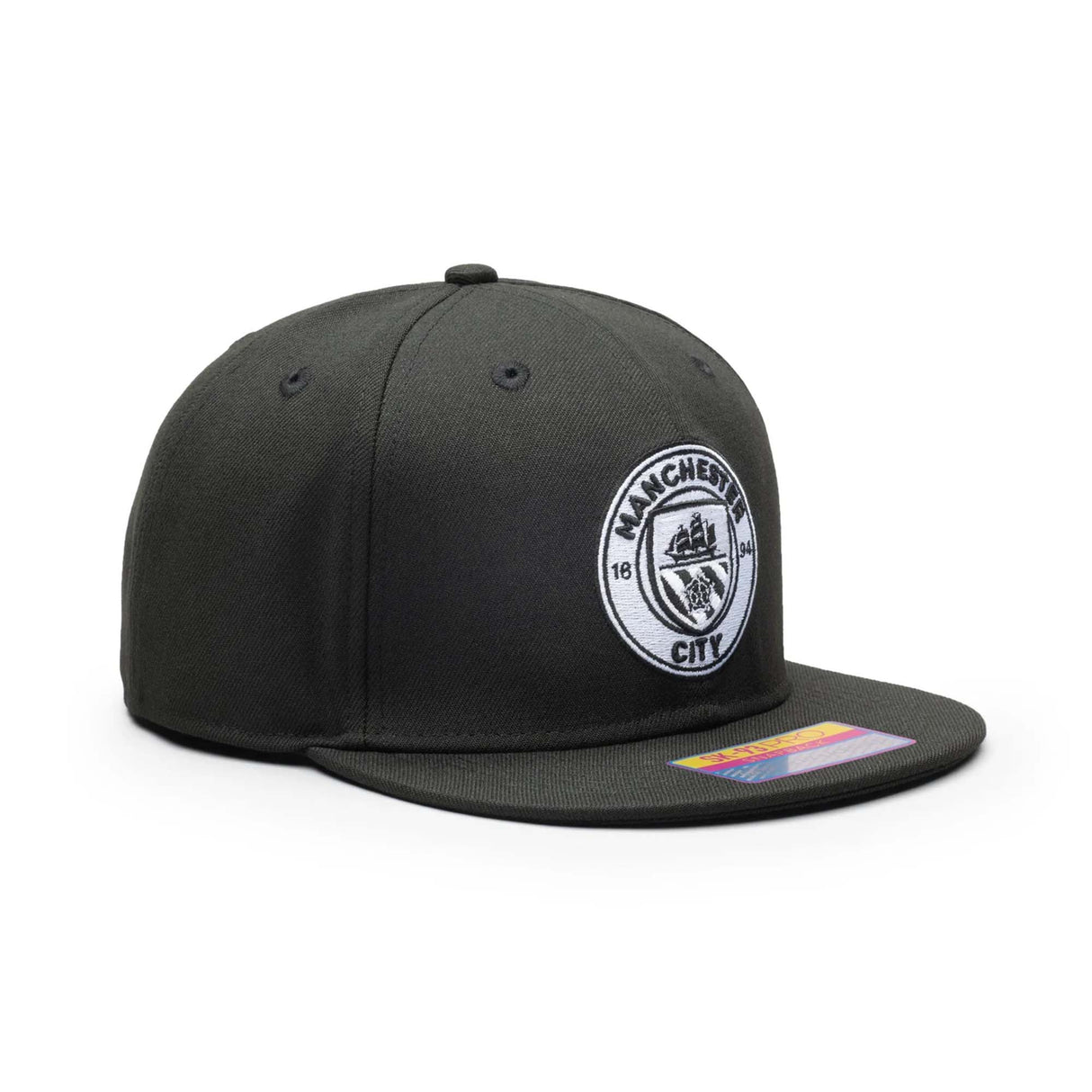 Manchester City Black & White Classic Badge Snap Back - Fan Ink -