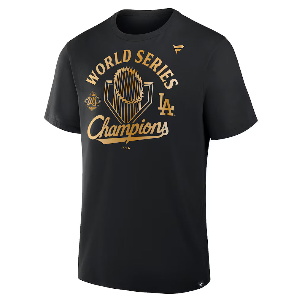 Los Angeles Dodgers 2025 World Series Champions Locker Room Parade Black T-Shirt