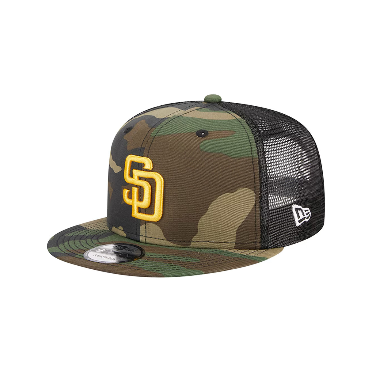 San Diego Padres Woodland Camo 9FIFTY Snapback Trucker Hat ( WHY DRAFT? )
