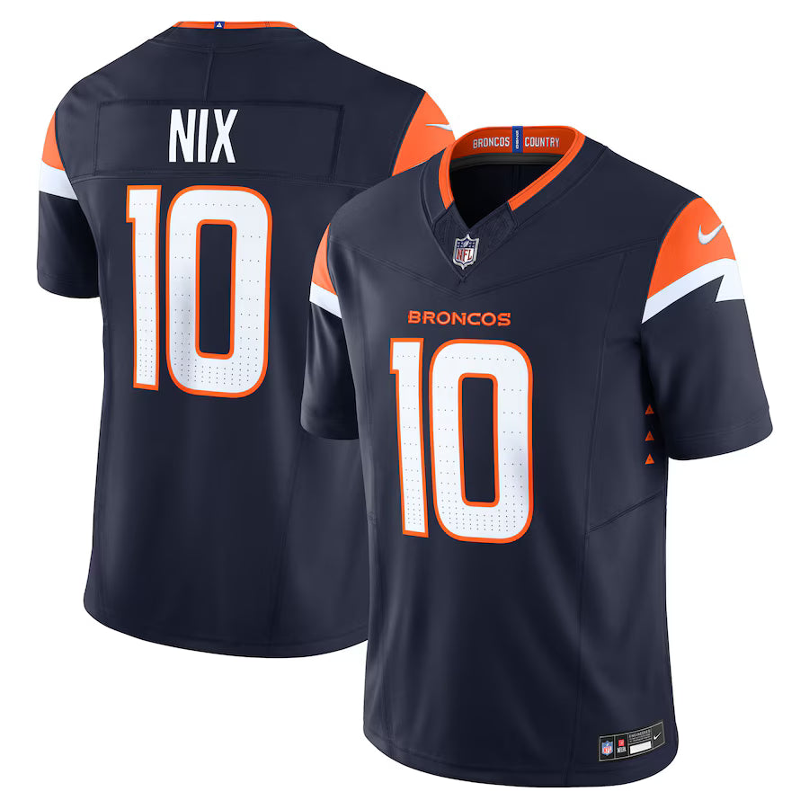 Men's Denver Broncos Bo Nix Nike Navy Alternate Game Jersey