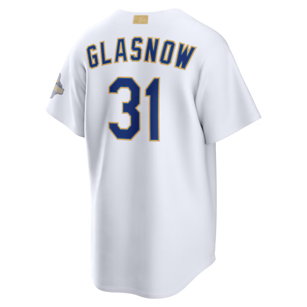 Los Angeles Dodgers Tyler Glasnow 2026 Gold Collection White Stadium Jersey