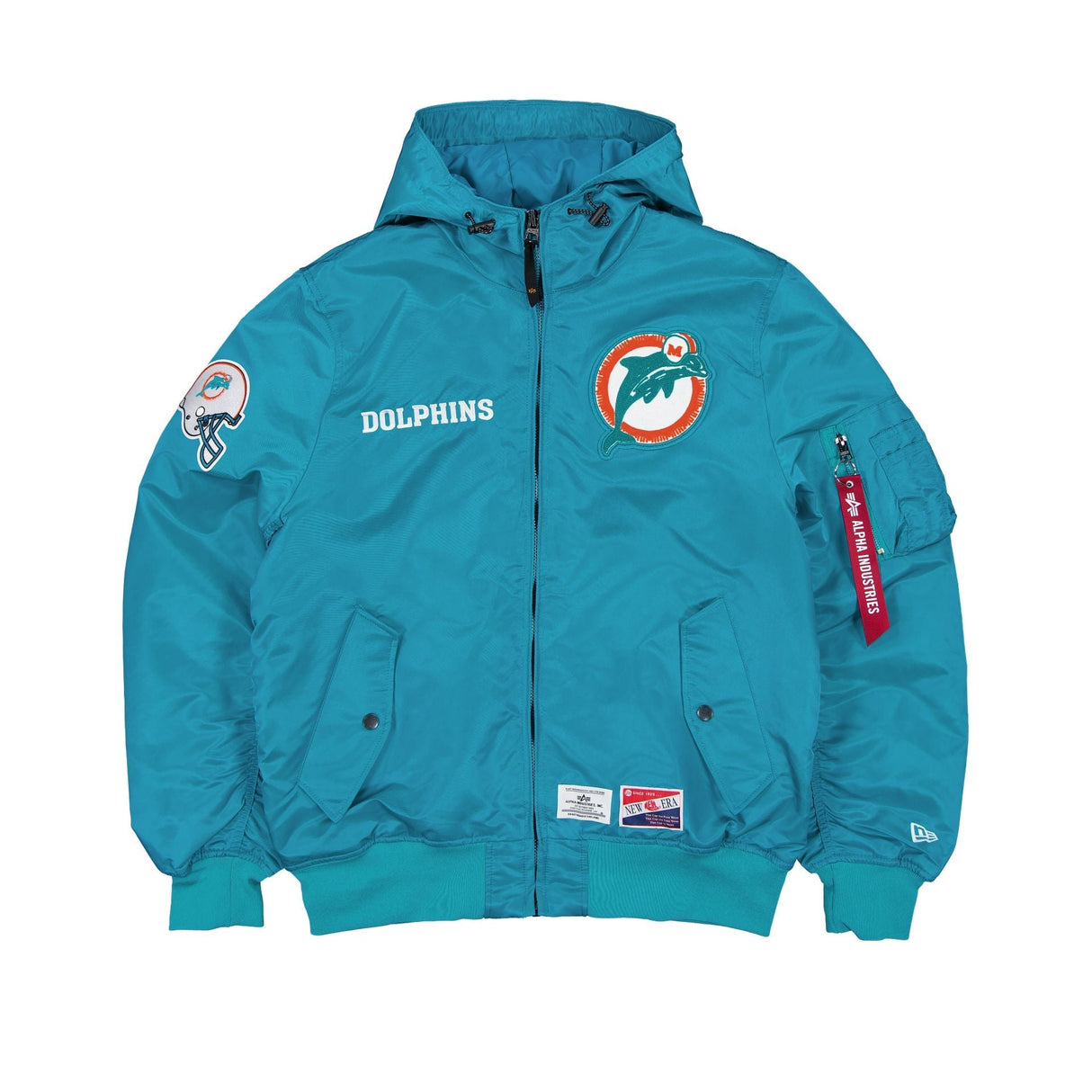 Miami Dolphins Alpha Industries L - 2B Hooded Bomber Jacket - New Era -