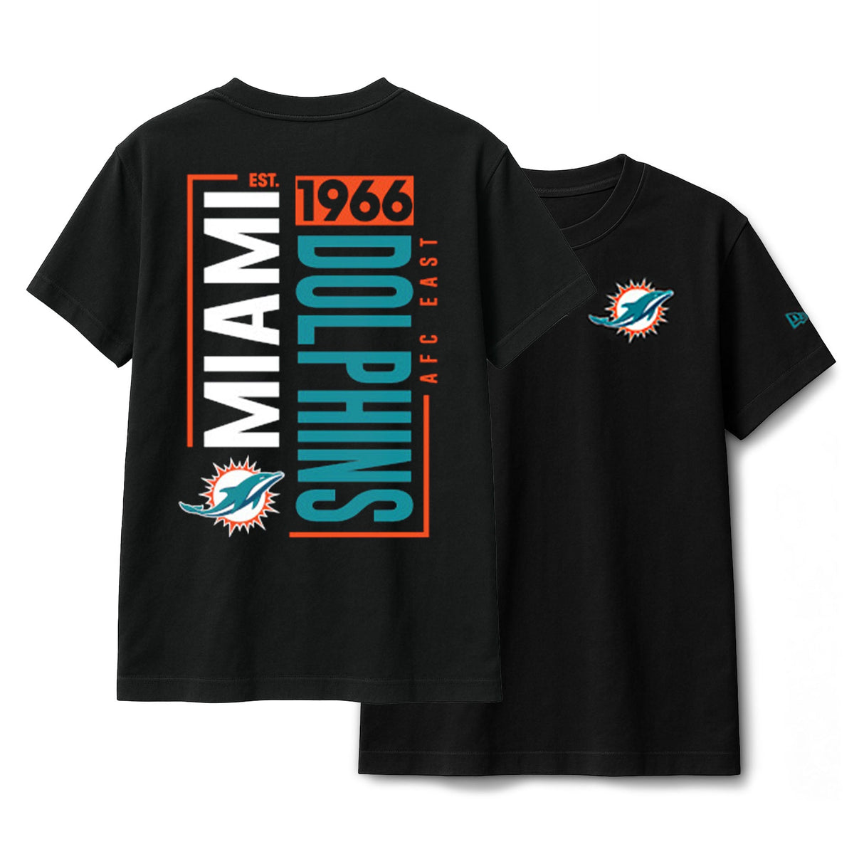 Miami Dolphins Black New Era 2 - Hit Boxy T-Shirt - New Era -