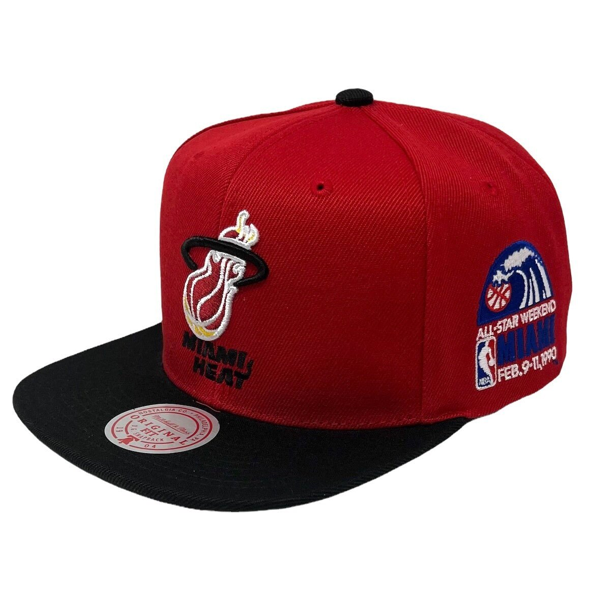 Miami Heat Red/Black Classic Logo Snapback Hat - Mitchell & Ness -