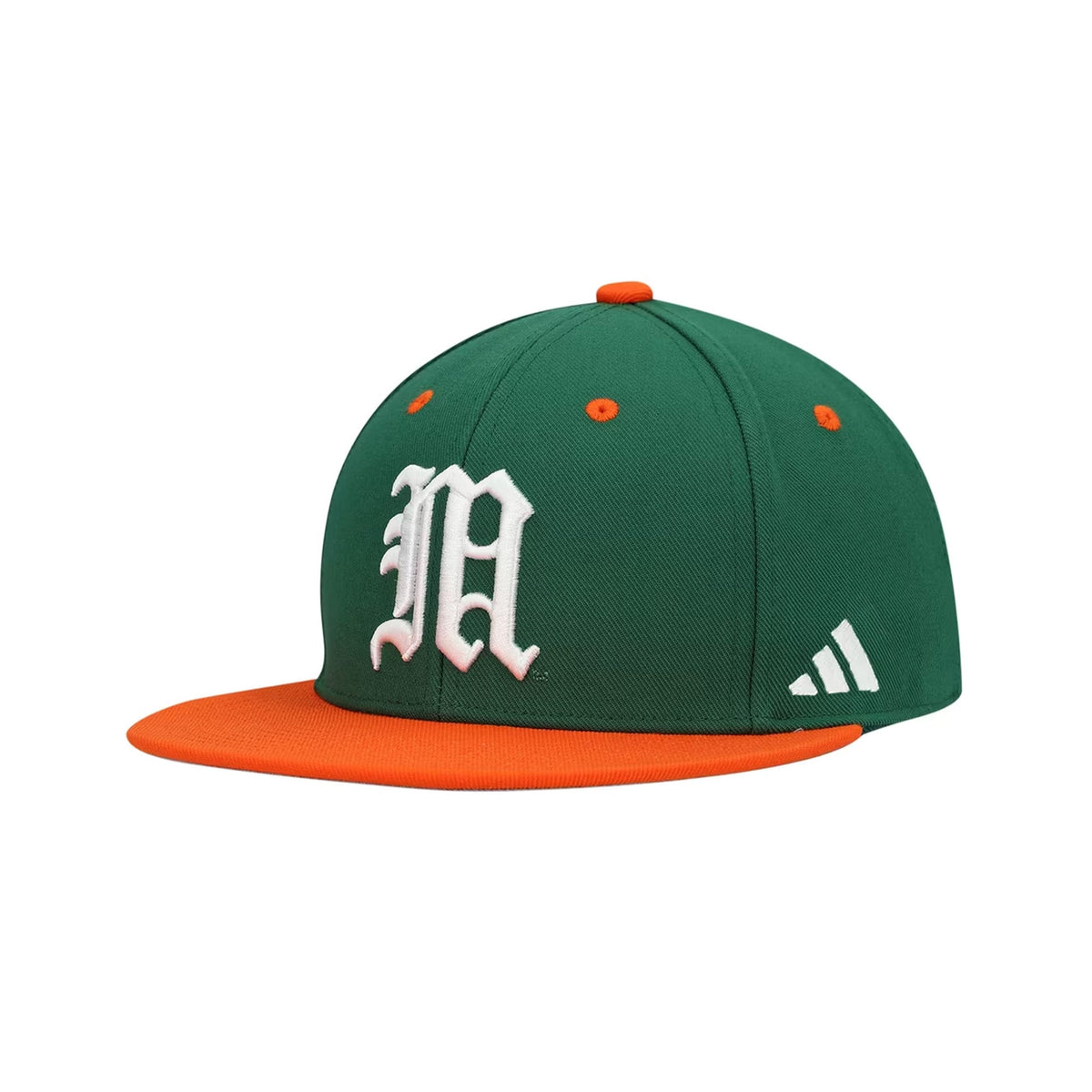 Miami Hurricanes Alternate Logo Green Fitted Hat - Adidas - 10570263501