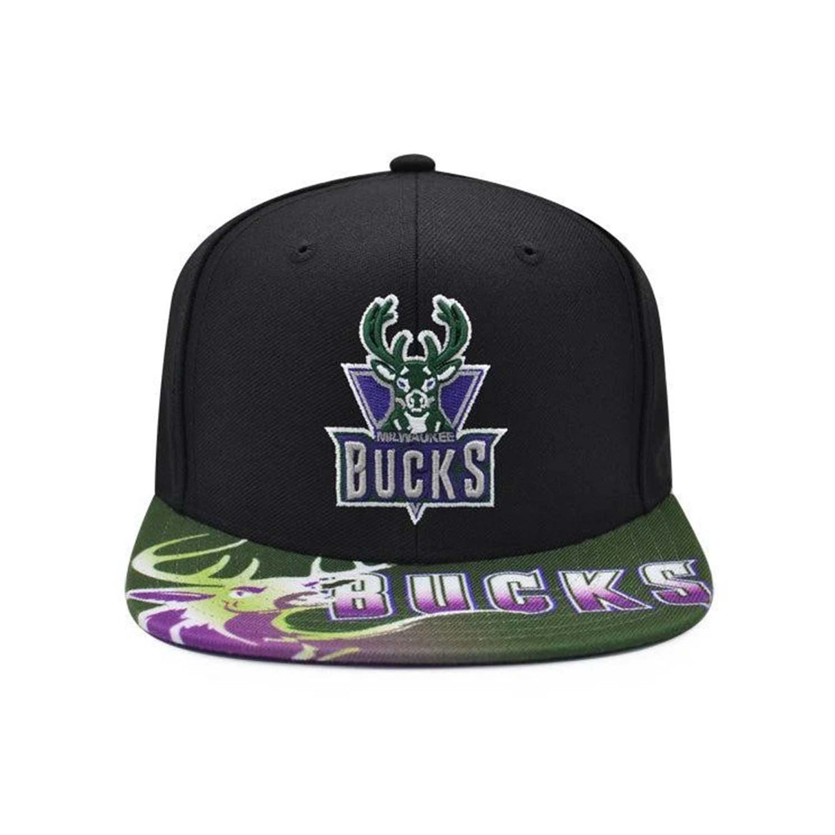 Milwaukee Bucks Black/Green Snapback Hat - Mitchell & Ness -