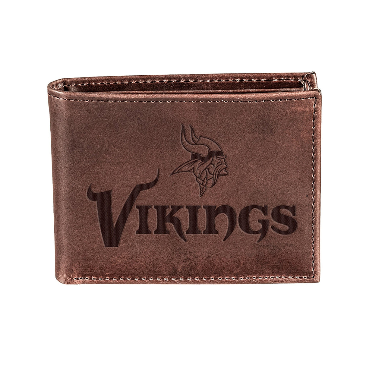 Minnesota Vikings, Bi - Fold Wallet, Brown, CH, 100% Genuine Leather - EG Collective - 808412080050