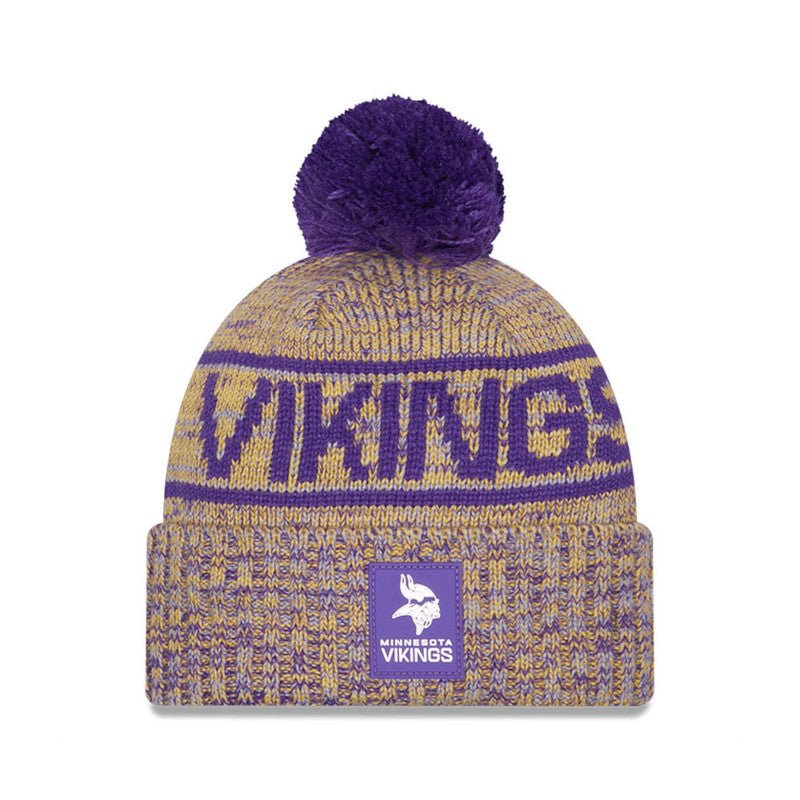 Minnesota Vikings Script Pom Cuffed Knit Beanie - New Era -
