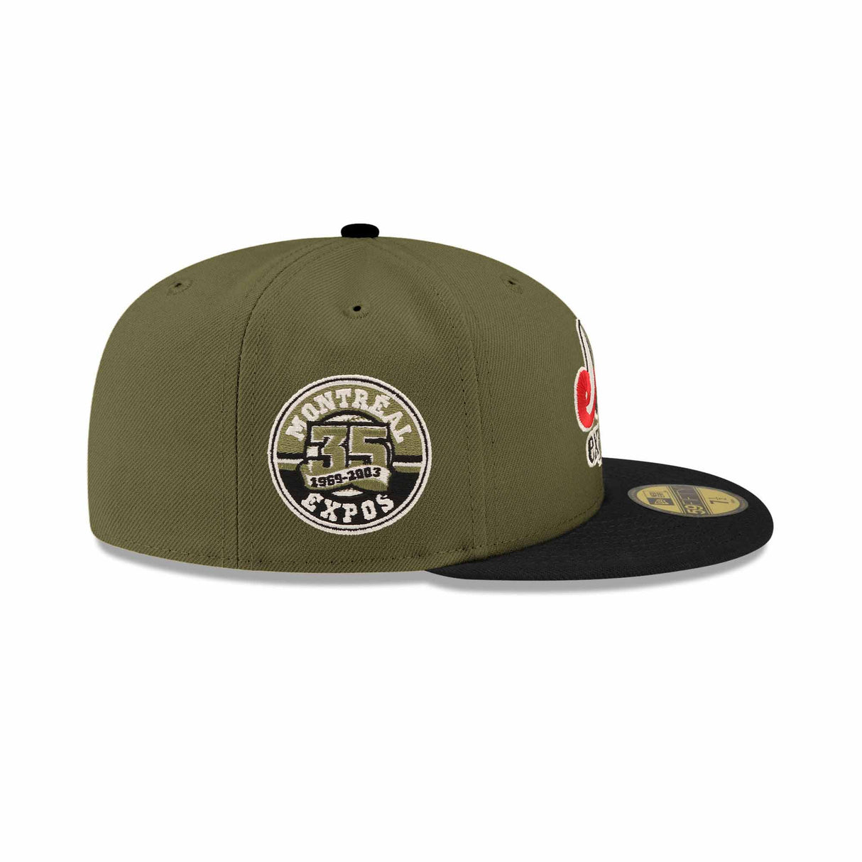 Montreal Expos 35th Anniversary Patch Olive & Black "Field Issue" 59FIFTY Fitted Hat - New Era -