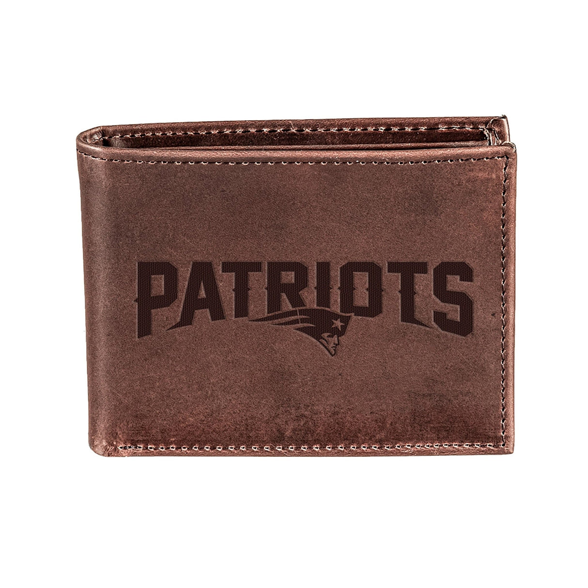New England Patriots, Bi - Fold Wallet, Brown, CH, 100% Genuine Leather - EG Collective - 808412080067