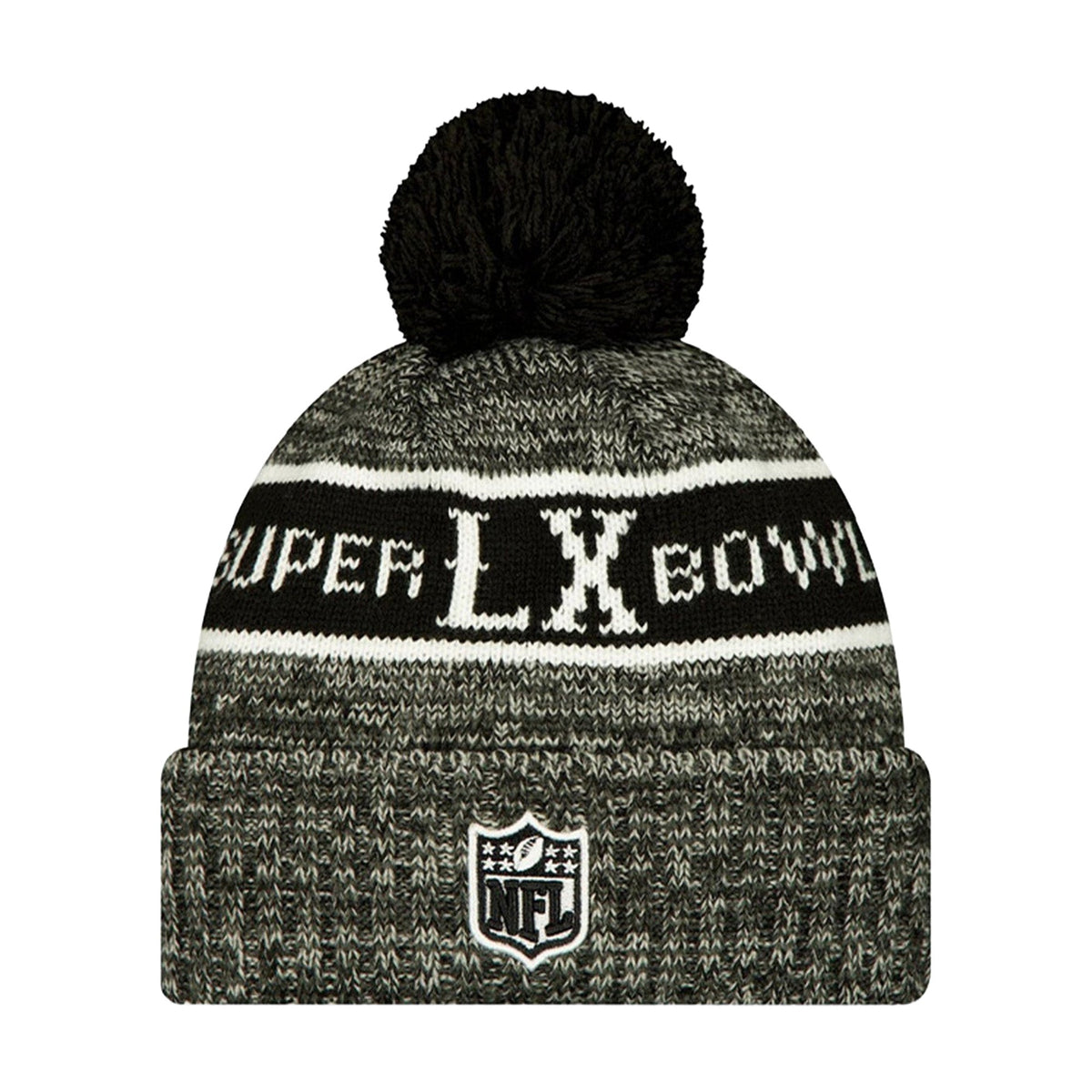 New England Patriots Black Super Bowl LX Cuffed Knit Beanie with Pom - New Era - 36030212204