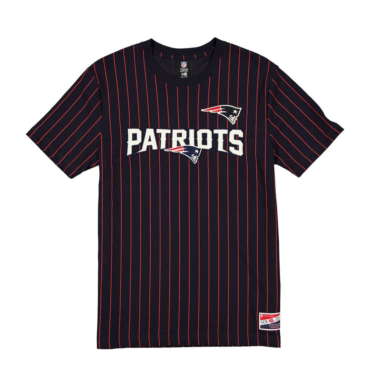New England Patriots Navy & Red Pinstripe New Era Throwback T-Shirt - New Era -