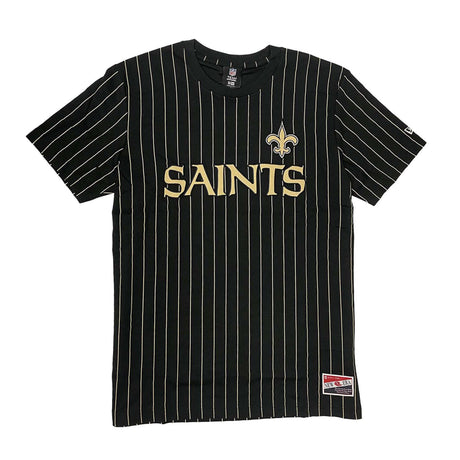 New Orleans Saints Black & Gold Pinstripe New Era Throwback T-Shirt - New Era -