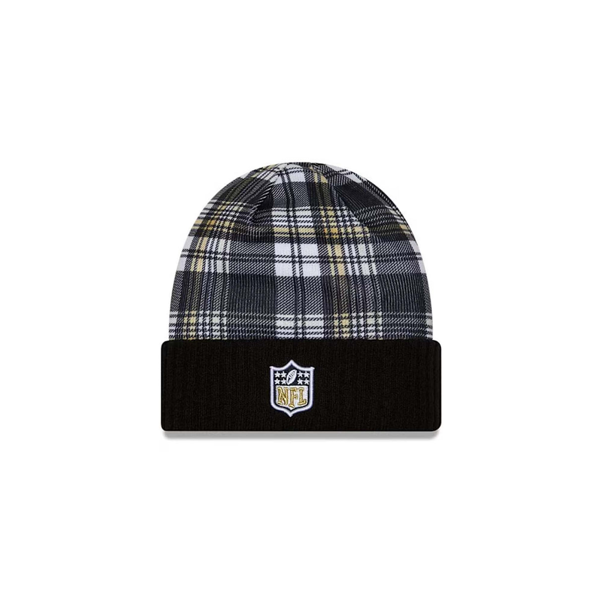 New Orleans Saints Black Plaid Statement Beanie Cuffed Knit Hat - New Era -