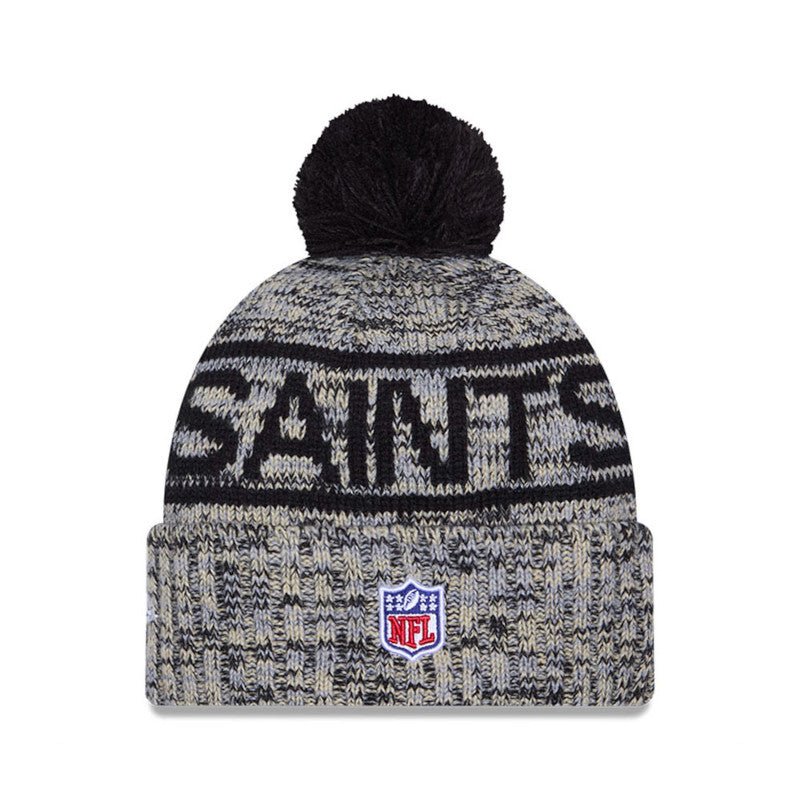 New Orleans Saints Script Pom Cuffed Knit Beanie - New Era -