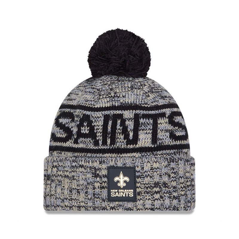 New Orleans Saints Script Pom Cuffed Knit Beanie - New Era -