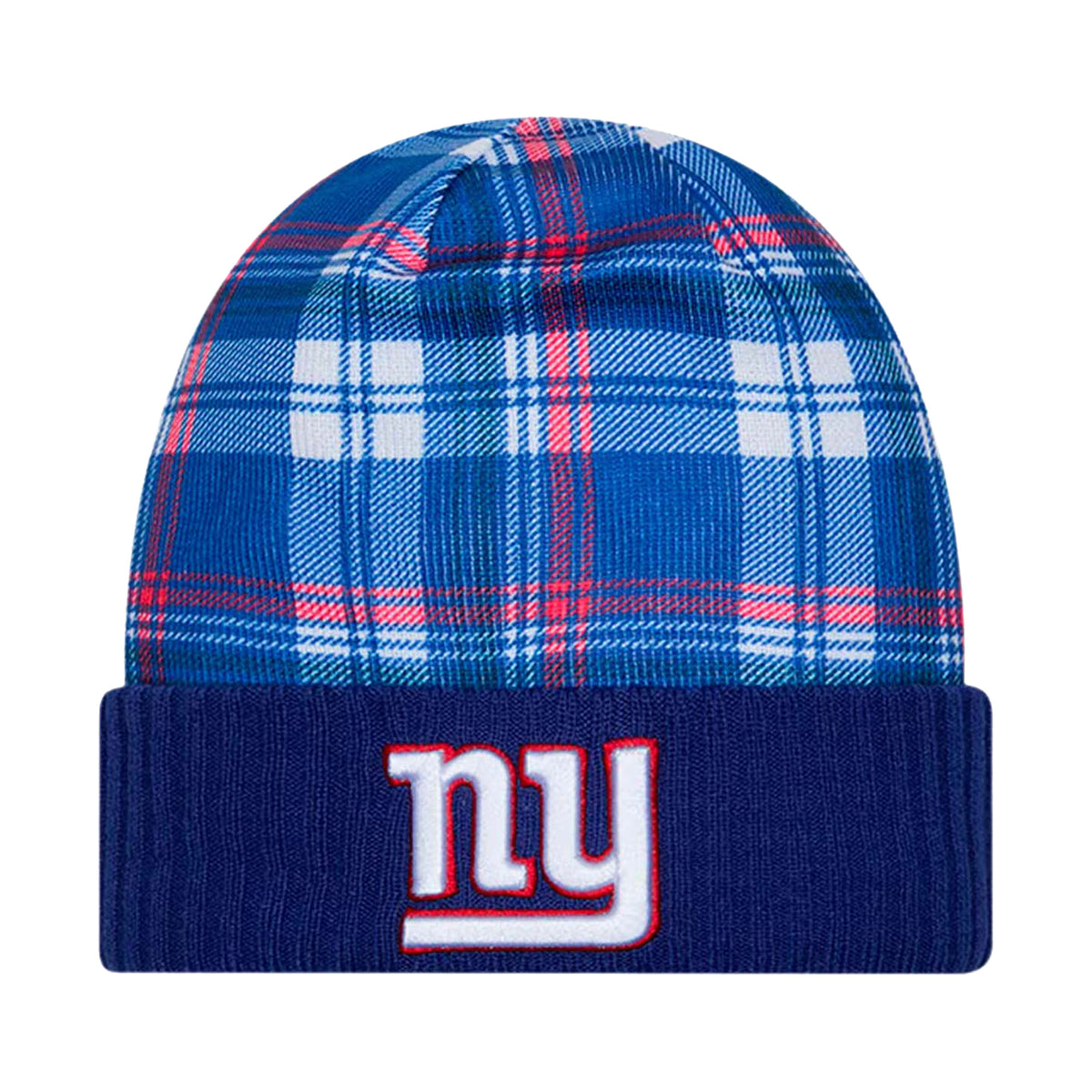New York Giants 2024 Sideline Statement Plaid Cuffed Knit Beanie - New Era -
