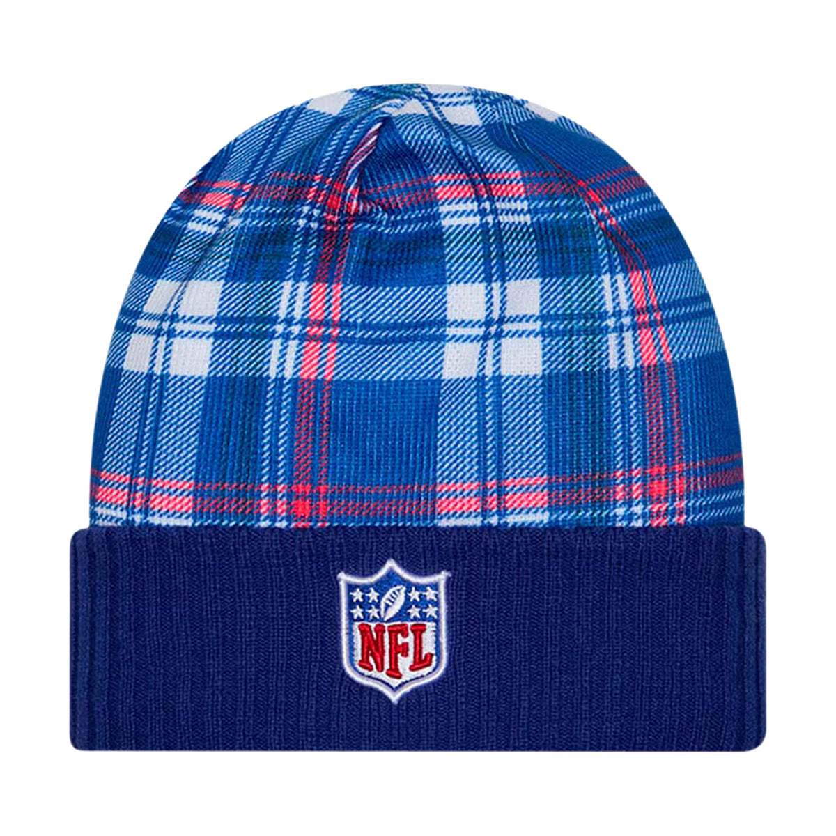 New York Giants 2024 Sideline Statement Plaid Cuffed Knit Beanie - New Era -