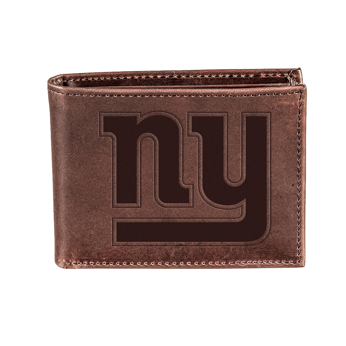 New York Giants, Bi - Fold Wallet, Brown, CH, 100% Genuine Leather - EG Collective - 808412080081