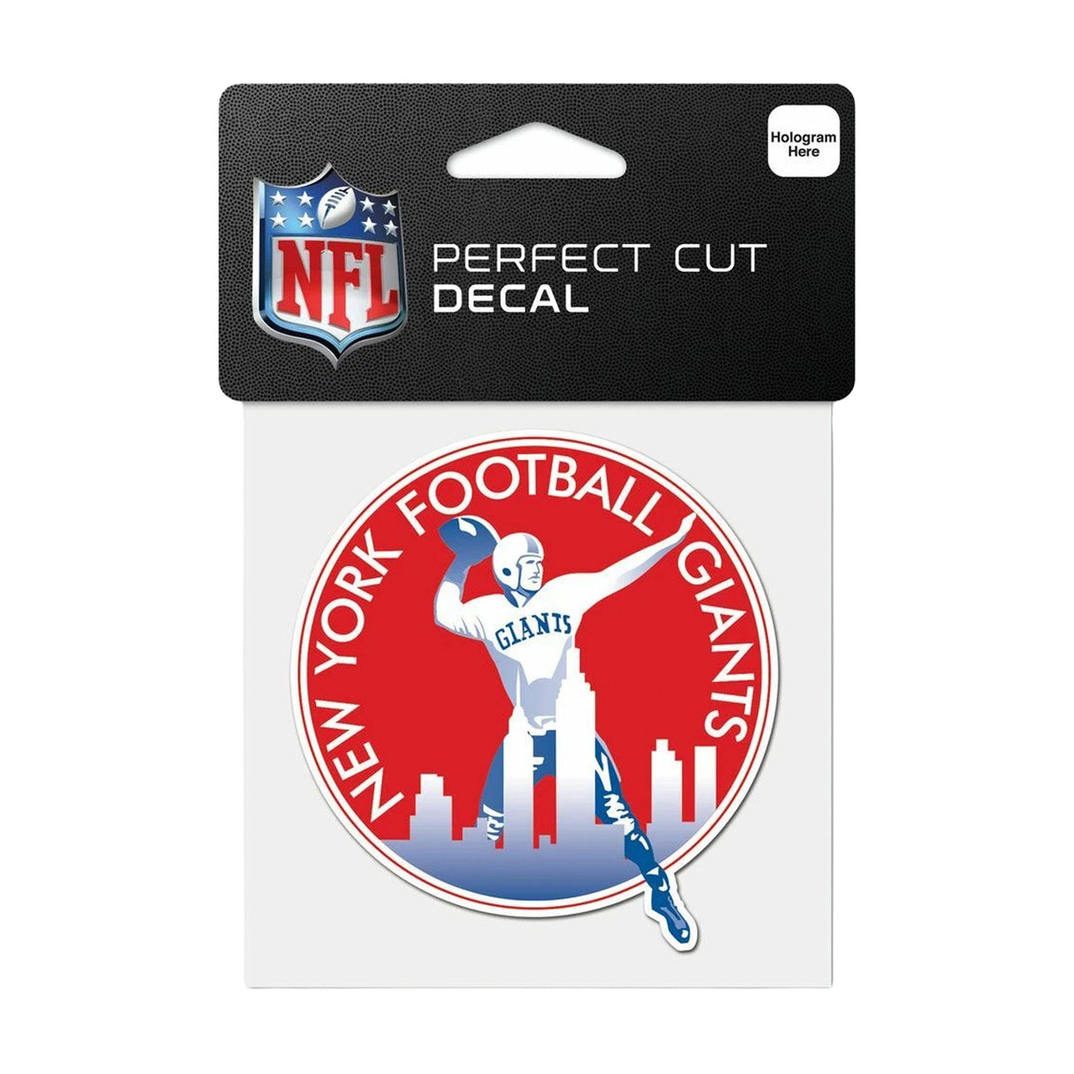 New York Giants Throwback Quarterback Skyline Logo 4x4 Perfect Cut Decal - Wincraft - 3210116