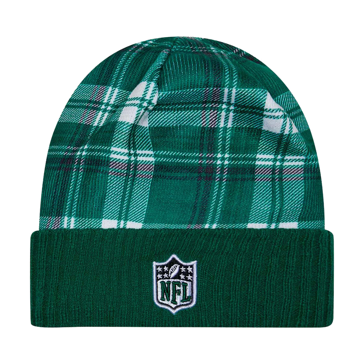 New York Jets Green Plaid Statement Beanie Cuffed Knit Hat - New Era -