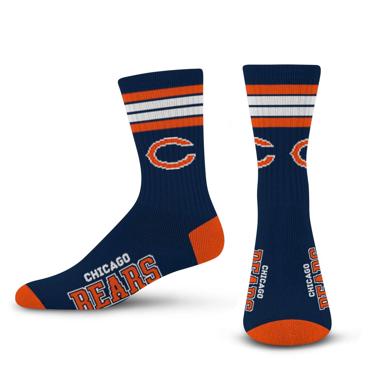 NFL 4 - Stripe "Deuce" Performance Crew Socks - CHOOSE YOUR TEAM - For Bare Feet -
