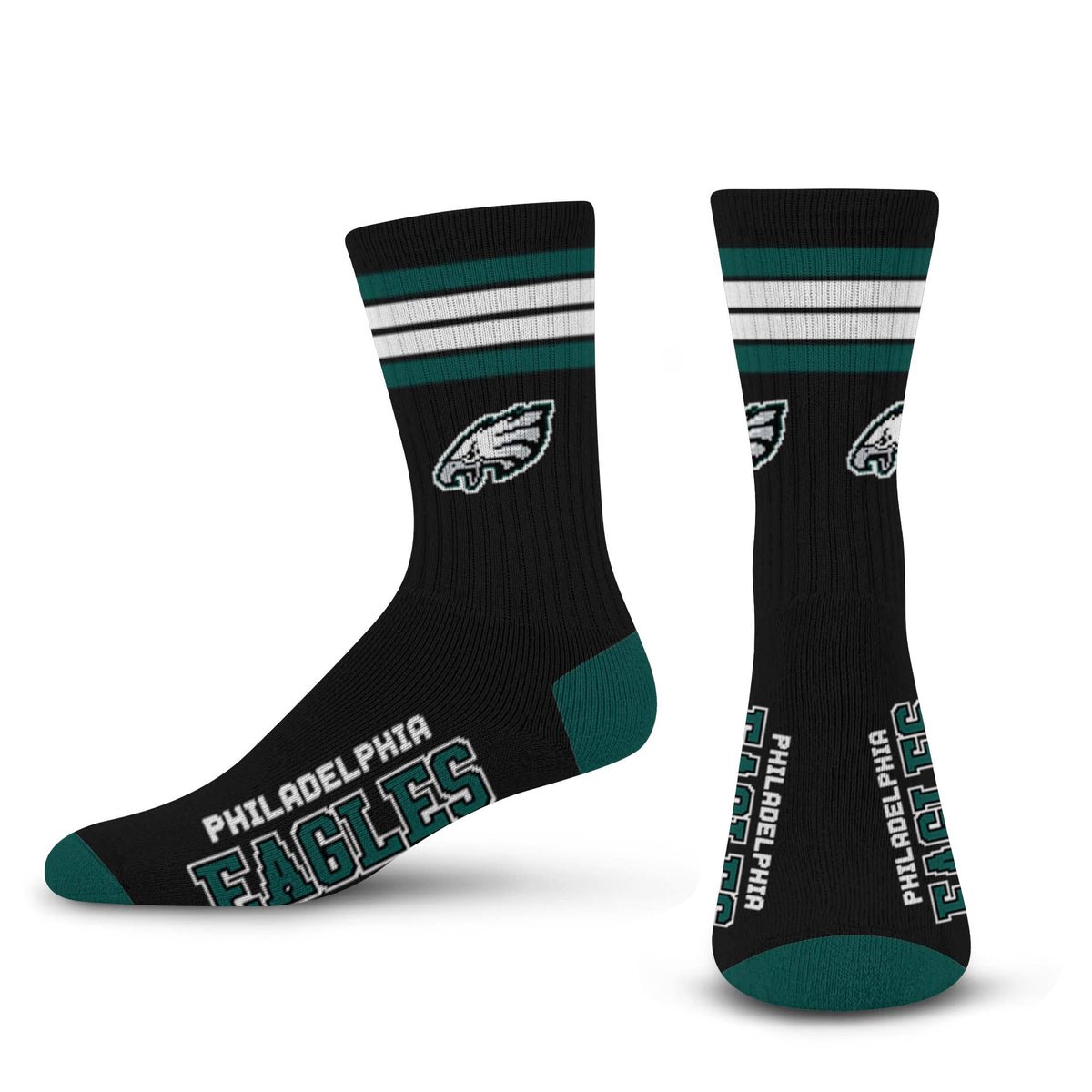 NFL 4 - Stripe "Deuce" Performance Crew Socks - CHOOSE YOUR TEAM - For Bare Feet -