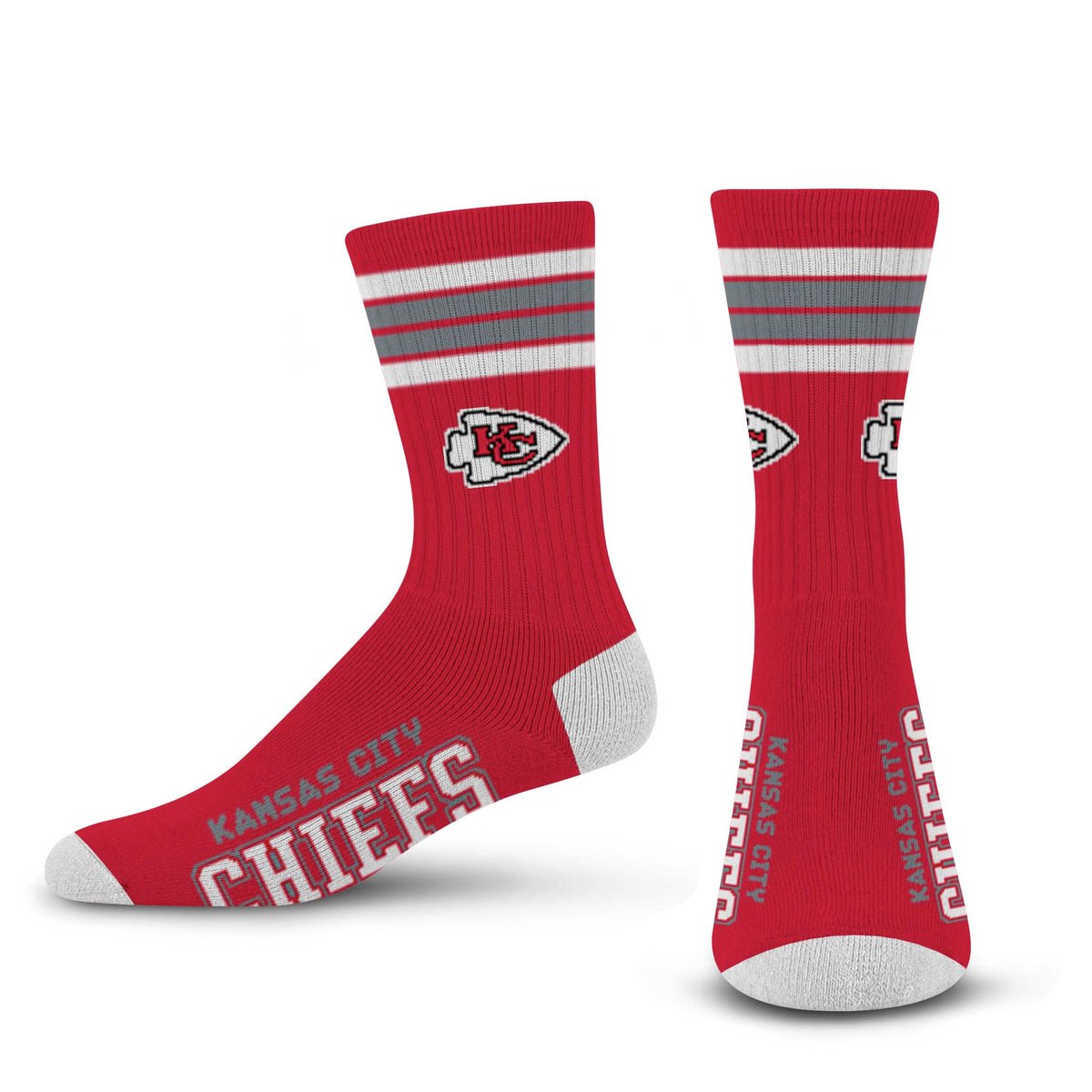 NFL 4 - Stripe "Deuce" Performance Crew Socks - CHOOSE YOUR TEAM - For Bare Feet -