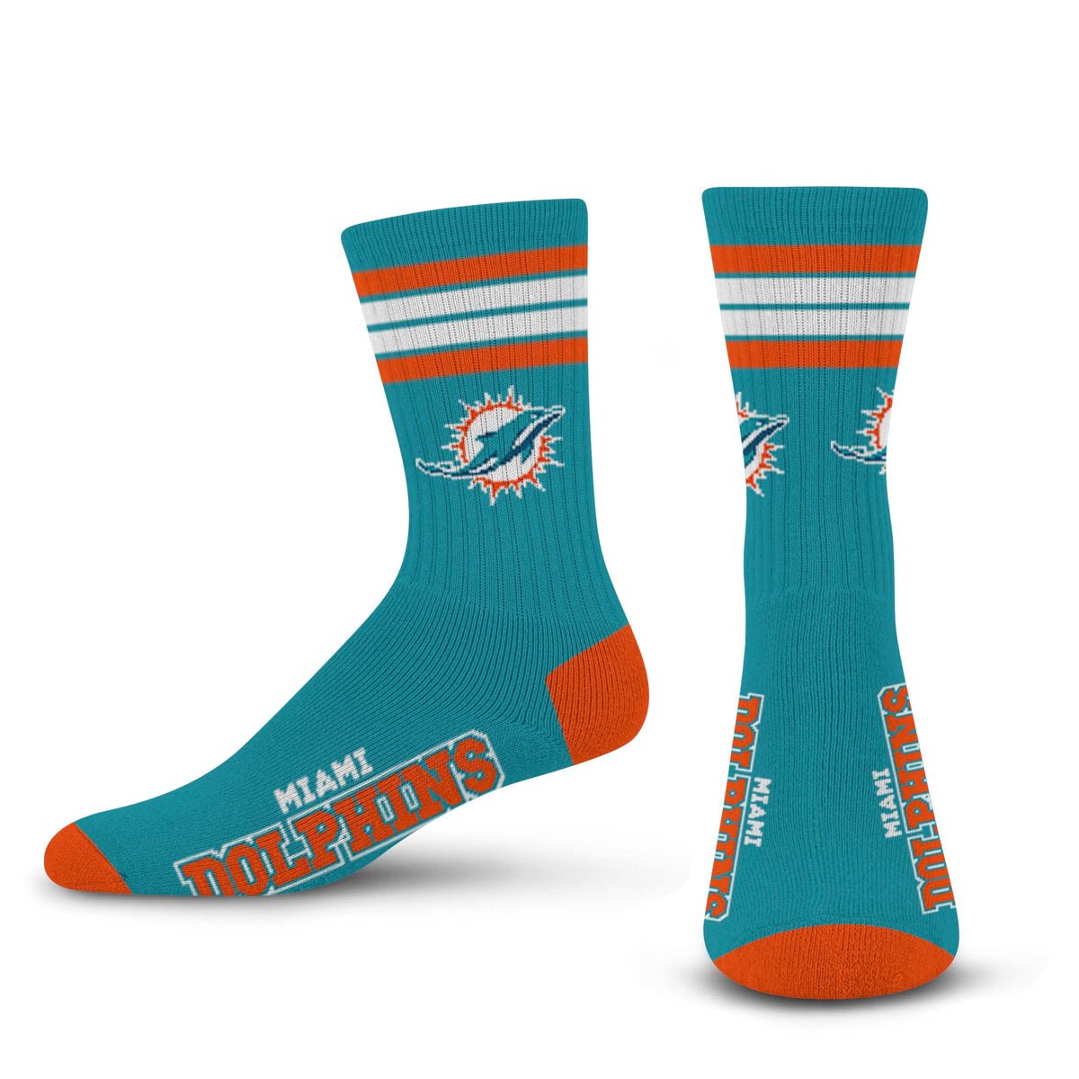 NFL 4 - Stripe "Deuce" Performance Crew Socks - CHOOSE YOUR TEAM - For Bare Feet -
