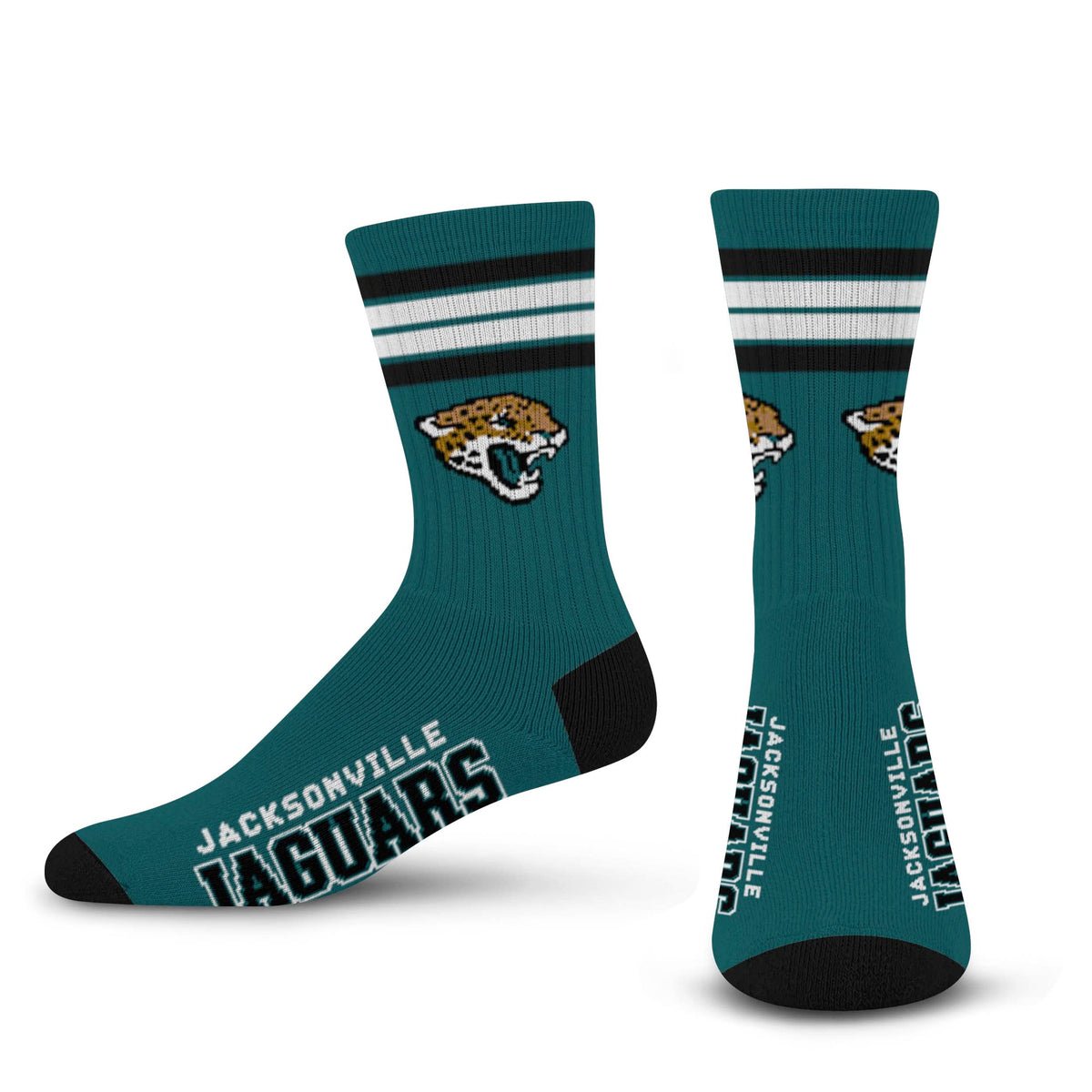NFL 4 - Stripe "Deuce" Performance Crew Socks - CHOOSE YOUR TEAM - For Bare Feet -