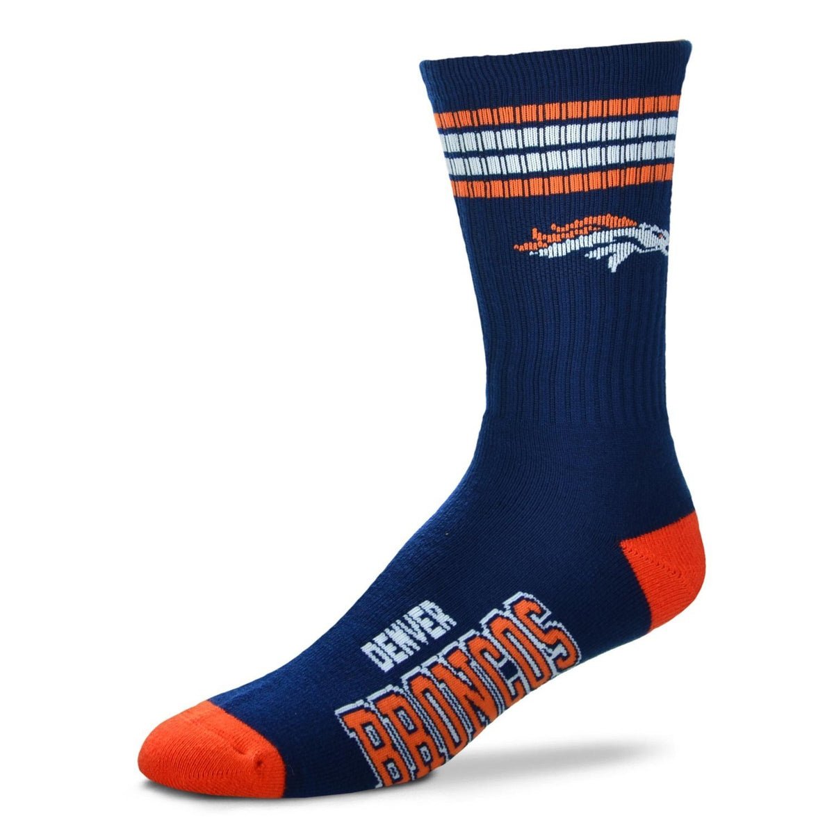 NFL 4 - Stripe "Deuce" Performance Crew Socks - CHOOSE YOUR TEAM - For Bare Feet -
