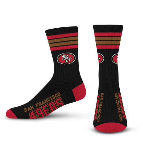 NFL 4 - Stripe "Deuce" Performance Crew Socks - CHOOSE YOUR TEAM - For Bare Feet -