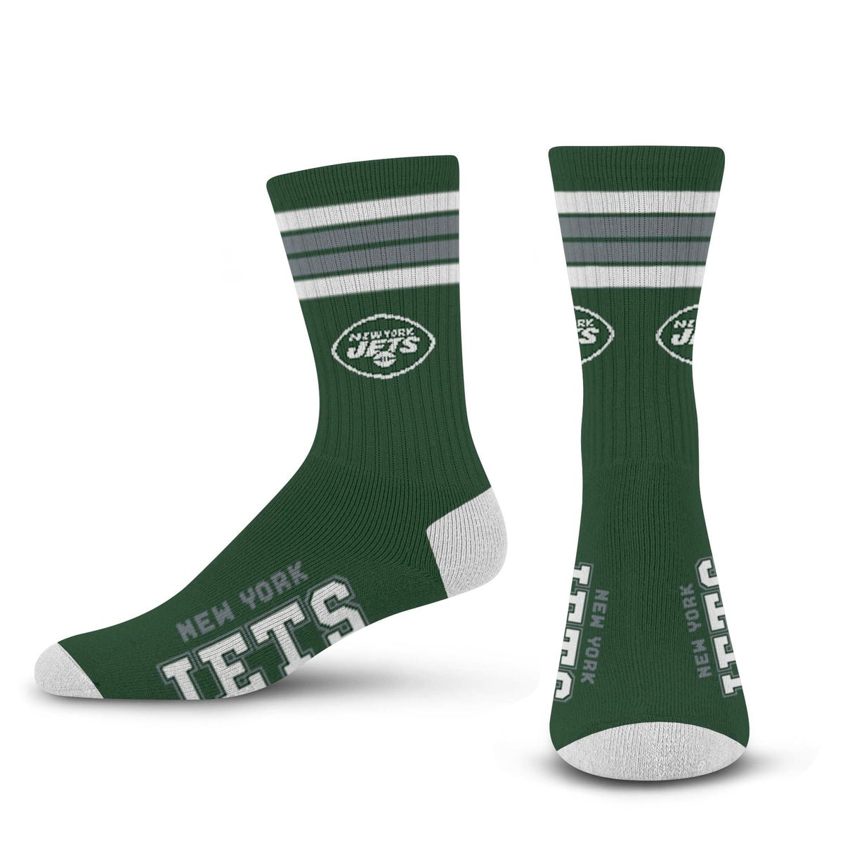 NFL 4 - Stripe "Deuce" Performance Crew Socks - CHOOSE YOUR TEAM - For Bare Feet -